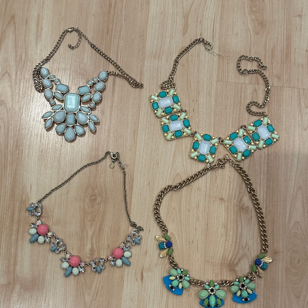 J. Crew Pastel and Gold Statement Necklaces